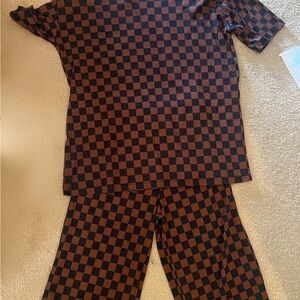 Dressed in LALA Original black and brown checkered playset — sz L